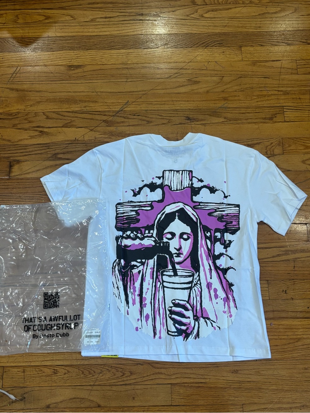 THATS A AWFUL LOT OF COUGH SYRUP Men's T-Shirt White Graphic Logo Crew,S